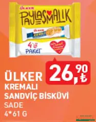 ÜLKER KREMALI SANDVİÇ BİSKÜVİ 4X61 G ÜLKER KREMALI SANDVİÇ BİSKÜVİ 4X61 G